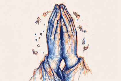 Praying Hands with Angels and Symbols