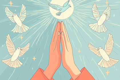 Praying Hands with Doves