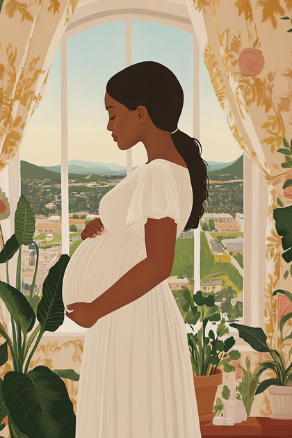 Pregnant Woman By The Window
