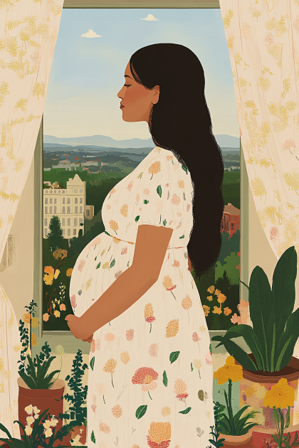 Pregnant Woman By Window