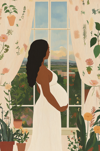 Pregnant Woman Gazing Out Window