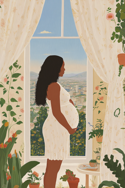 Pregnant Woman Gazing Out Window
