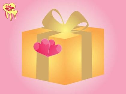 Present With Hearts Free Vector