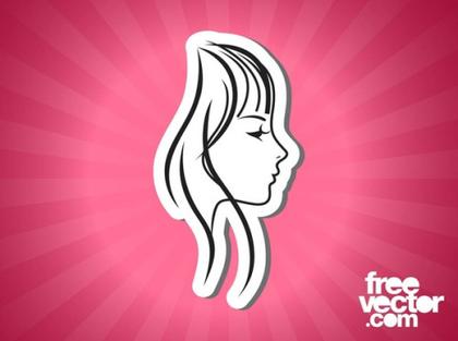 Pretty Female Face Free Vector