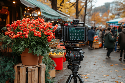 Professional Camera Recording Tulips