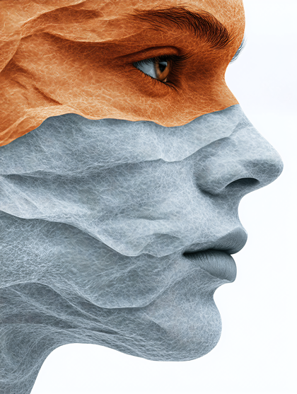 Profile Of A Woman With Layered Texture