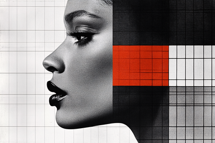 Profile Of Woman And Geometric Pattern