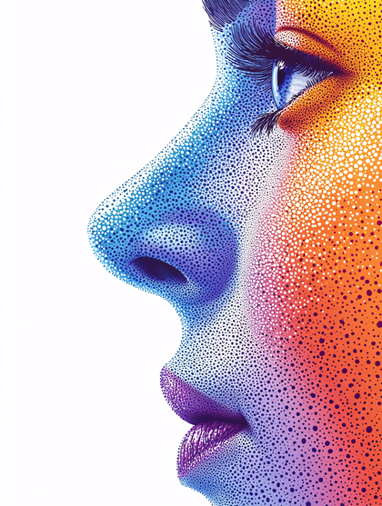 Profile Of Woman With Pointillism Style