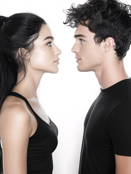 Profile View Of A Young Couple Looking At Each Other