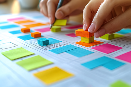 Project Planning With Sticky Notes And Blocks