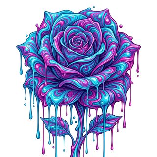 neon dripping rose