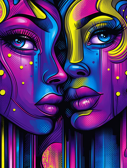 Psychedelic Faces Embrace