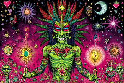 Psychedelic Figure With Feathered Headdress