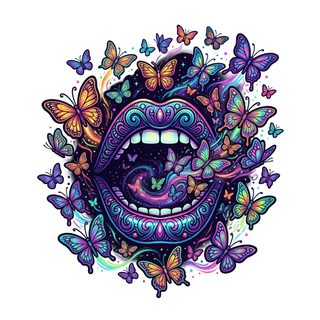 psychedelic lips butterflies