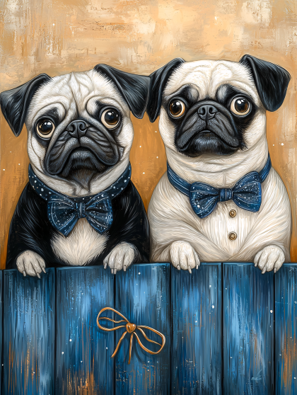 Pug Puppies With Bow Ties