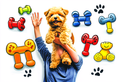 Puppy and Colorful Dog Toys