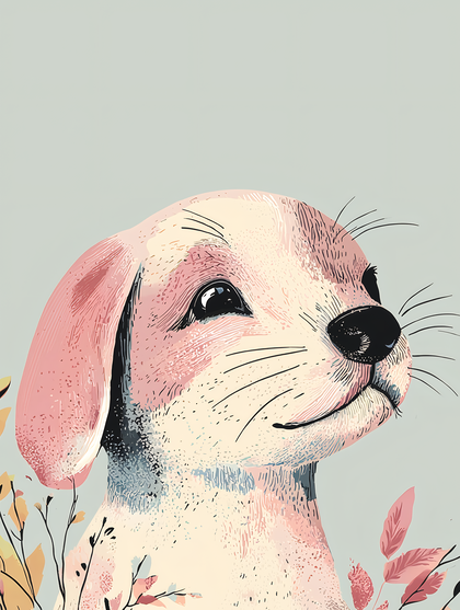 Puppy Portrait with Floral Accents