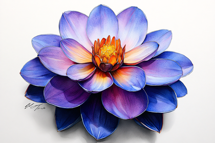 Purple and Orange Lotus Flower