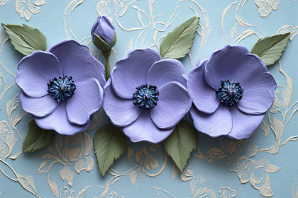 Purple Anemone Flowers Painting