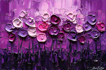 Purple Flower Field Painting