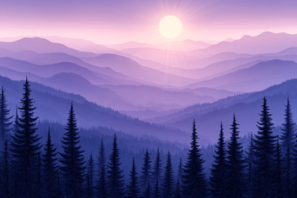 Purple Layered Mountains at Sunset
