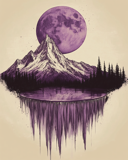 Purple Moon Mountain Lake Drip