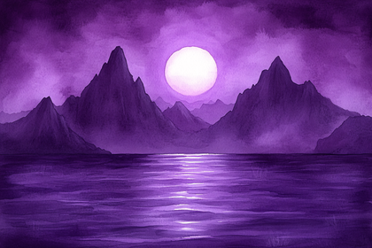 Purple Moonlit Mountainscape