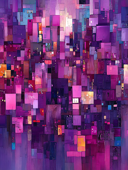 Purple Pixel Cityscape