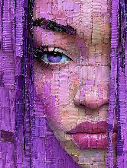 Purple Portrait with Textured Brushstrokes