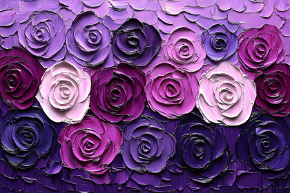 Purple Rose Impasto Painting