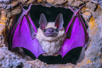 Purple Winged Bat Hanging Upside Down