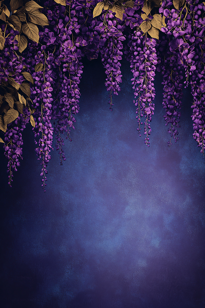Purple Wisteria on Blue Backdrop