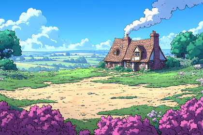 Quaint Cottage in Sunny Landscape