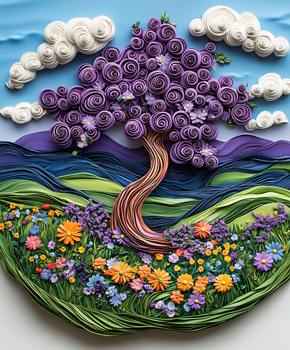 Quilled Tree with Flowers