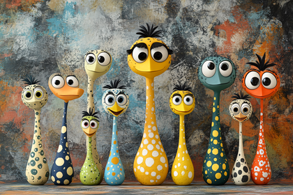 Quirky Bird Family