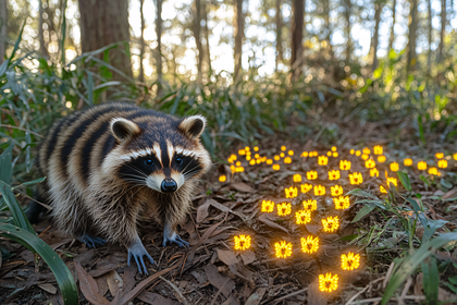 Raccoon and Enchanted Forest Path