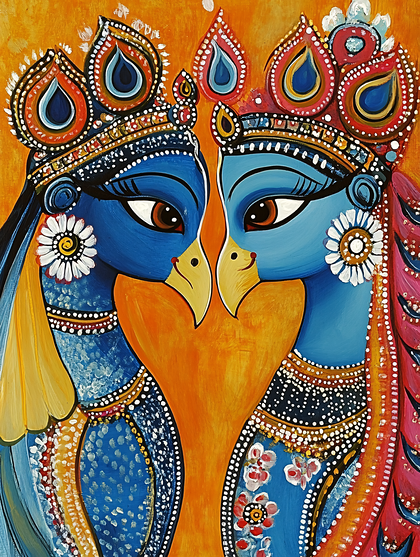 Radha Krishna Peacock Pair
