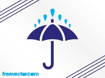 Rain and Umbrella Icon Free Vector