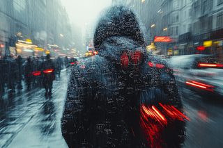 Rain-Swept Urban Scene