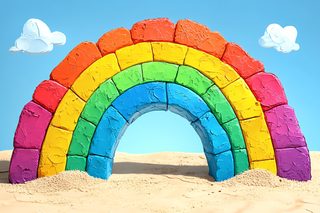 Rainbow Blocks Arch on Sandy Beach