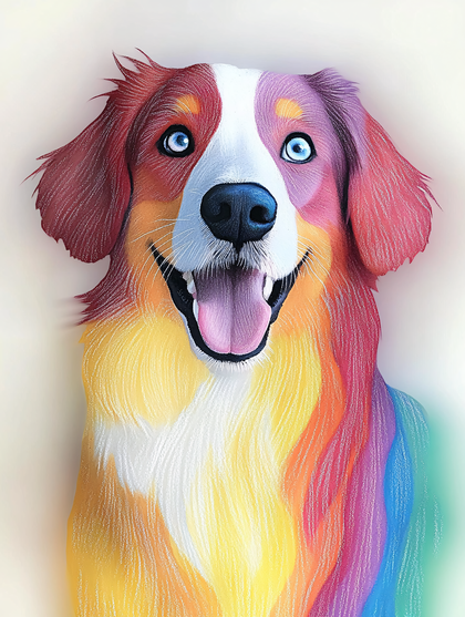 Rainbow Colored Dog Portrait