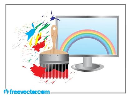 Rainbow Computer Screen Free Vector