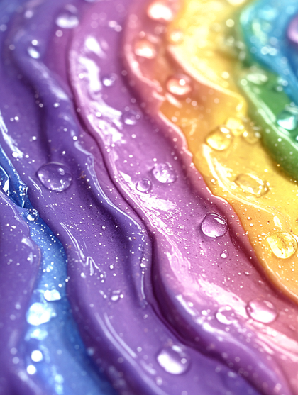 Rainbow Glaze with Water Droplets