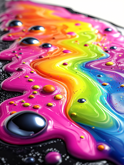 Rainbow Glossy Liquid with Orbs