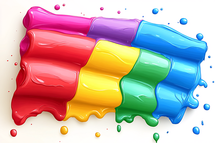 Rainbow Glossy Paint Swashes