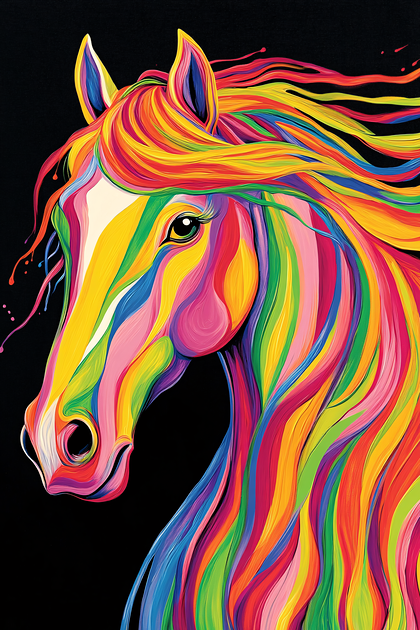 Rainbow Horse Portrait
