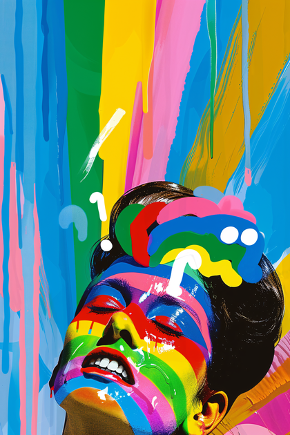 Rainbow Painted Face Portrait