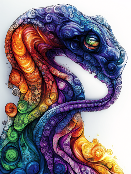 Rainbow Swirl Dragon Head