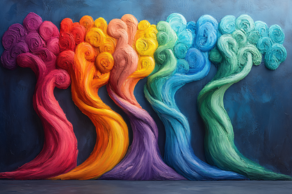 Rainbow Trees Painting