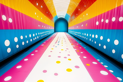Rainbow Tunnel With Dots